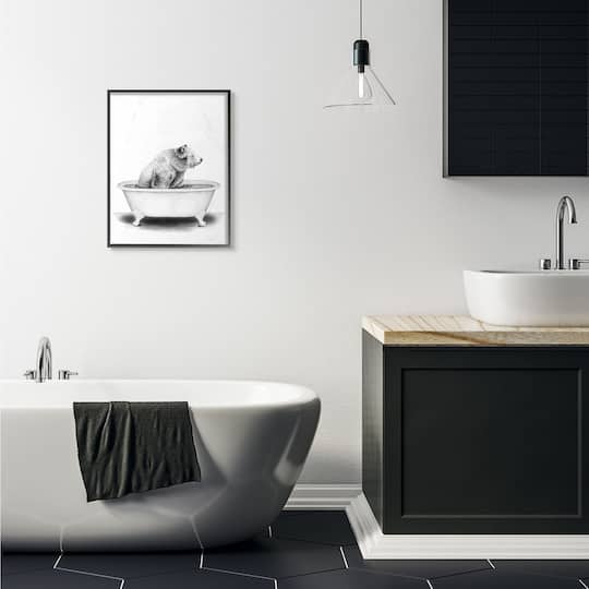 Stupell Industries Bear in a Tub Drawing with Frame Wall Accent